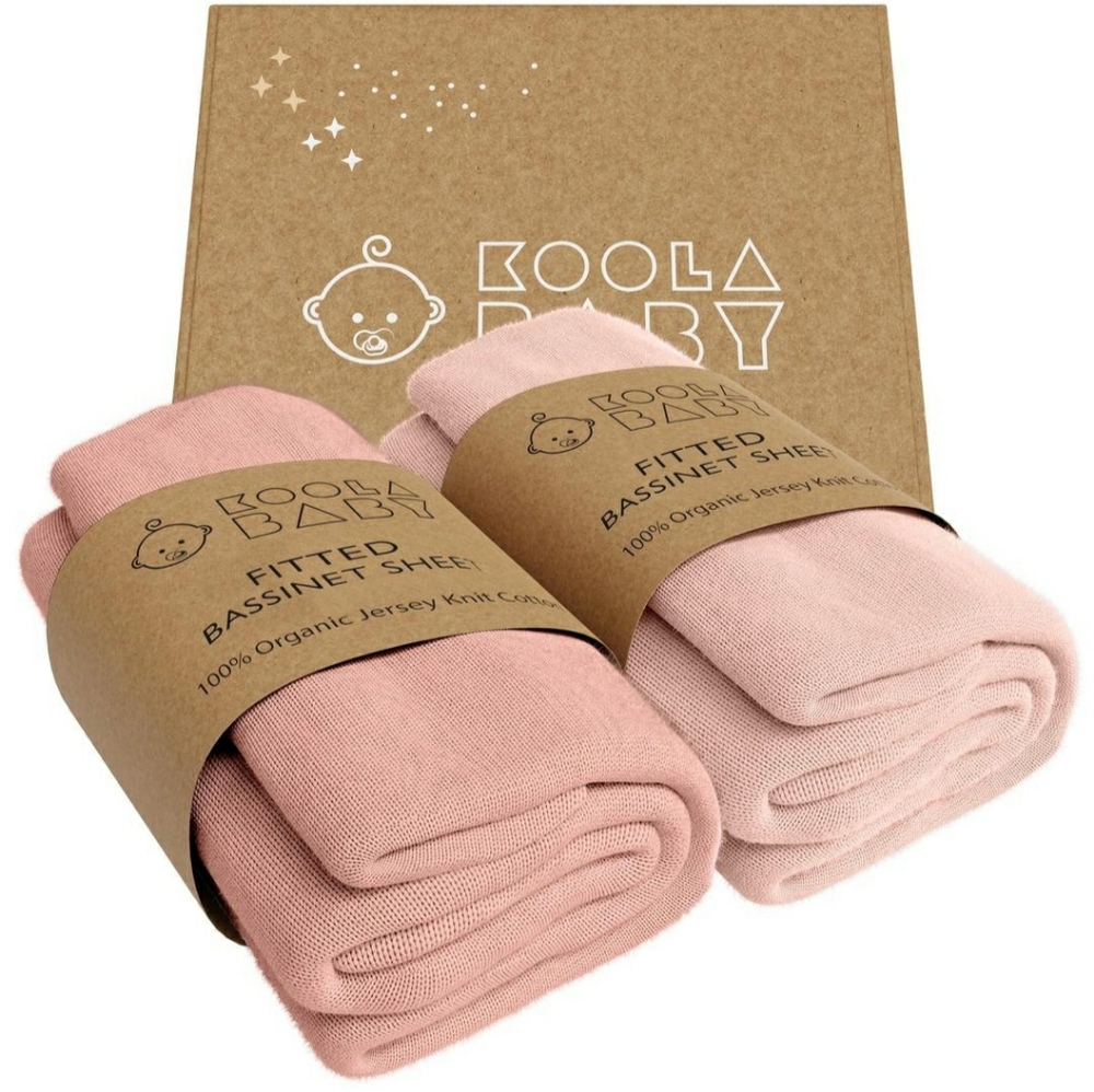 2 Pack  Soft Breathable Cotton Stretchy Oval Bassinet Sheets